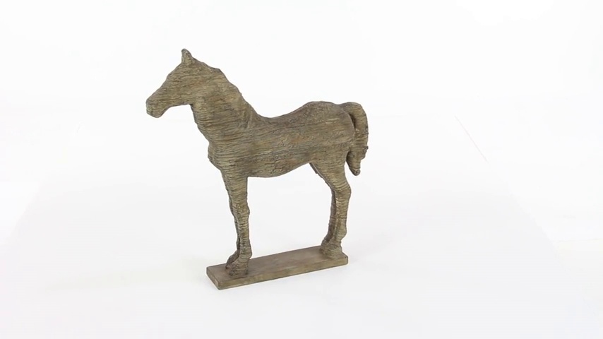 Escultura decorativa de caballo polystone 12" x 3" x 19" beige miniatura 6