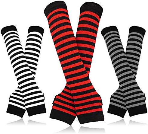 Bellady 3 Pairs Striped Arm Warmers