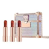 Erinde 3Pcs Laser Lipstick Lip Makeup Matte for Women Waterproof Lip Stick Satin Lipstick Long Lasting Moisturizing Makeup Lipstick, Color Sensational Lipstick, Valentine's Day Makeup Gifts for Women