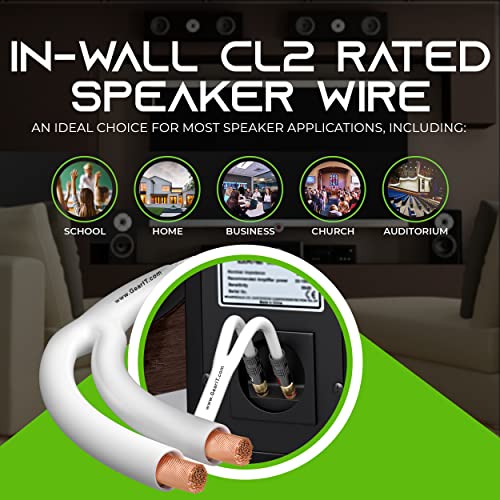 Gearit 12Awg Premium Heavy Duty Braided Speaker Wire (6 Feet) With Dual Gold Plated Banana Plug Tips - Oxygen-Free Copper (Ofc) Construction, White #TOP2