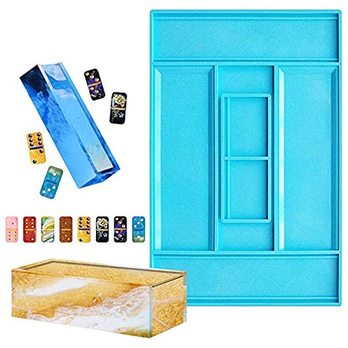 Yeoubi Dominoes Storage Box Resin Mold Domino Box Mold Jewelry Storage Case Holder Mold Slide Box Silicone Mold Case Epoxy Resin Casting Mold for DIY Dominoes Jewelry Box Home Decoration Making Tools