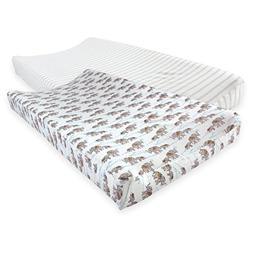 Image of Touched by Nature Unisex Baby Organic Cotton Changing Pad Cover, Elephants, One Size