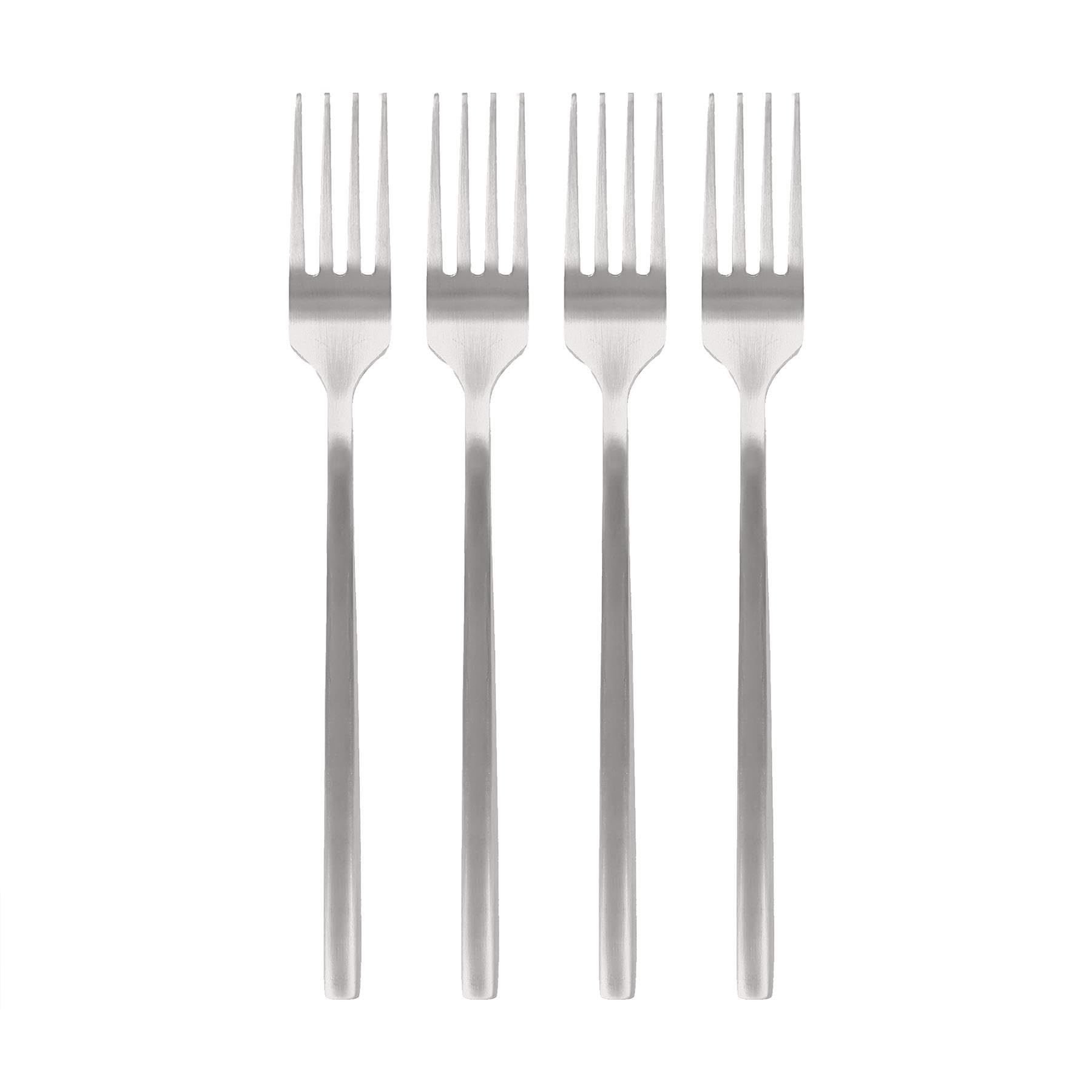 Argon Tableware 4 Stainless Steel Dinner Forks – 19.5cm Silver Finish Modern Cutlery Set for Dining & Entertaining – Stylish Dishwasher Safe Tableware