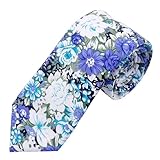 Geek-M Men's Floral Tie Fashion Slim Skinny Neckties Causal Formal Occasion Wedding Business (Retro Navy)