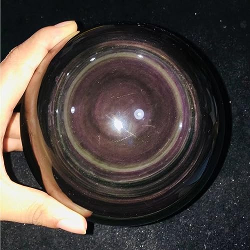 Boule de cristal d'obsidienne d'exception, gemme œil de chat de 100mm polie