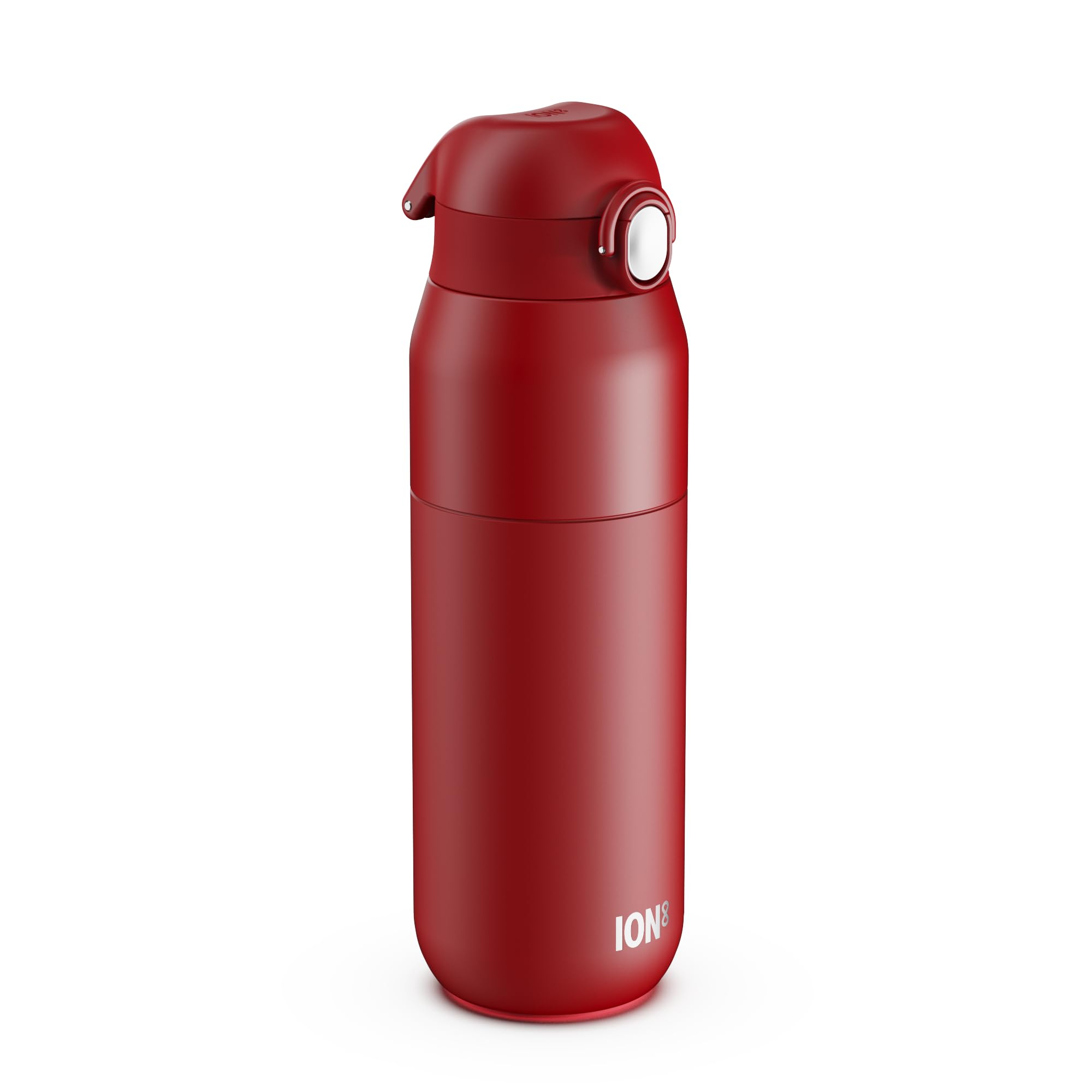 ION8 Primo Revive Insulated Water Bottle 540 ml (18 oz)– Leakproof Stainless Steel Bottle with Flip Lid, One Touch Open, Fast Flow, Vacuum Insulated Hot & Cold, Dishwasher Safe, Red