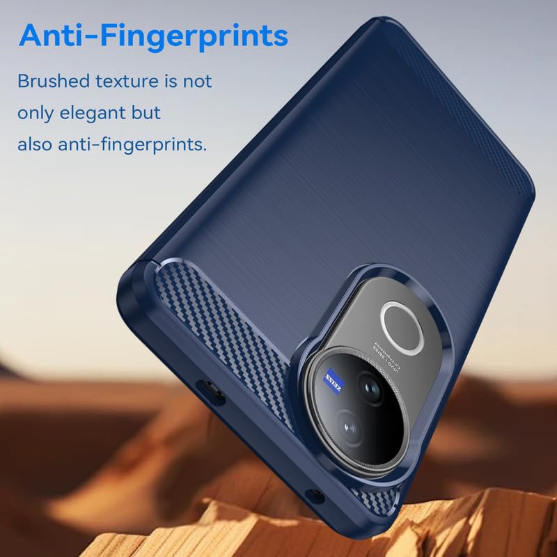 Image of Hybrid Carbon Fiber Back Case for Vivo T4R 5G / iQoo Z10R 5G (Blue)