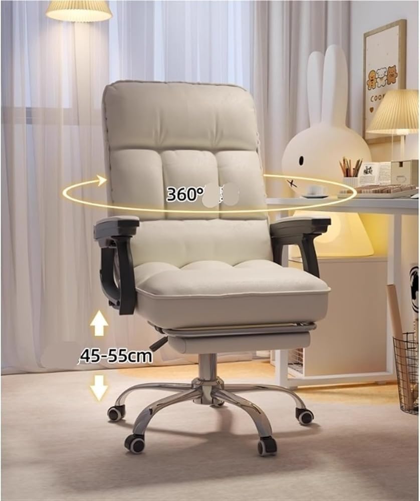 High Back Executive Office Chair Leather Computer Desk Chair with Adjustable Height Swivel Wheels Ergonomic Rolling Task Chair for Home Study 300lb Capacity(Brown)