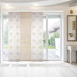 Cortinas Modernas Paneles Japoneses Bestlivings Elena - Panel japonés (3 unidades, 60 x 260 cm, incluye accesorios), diseño de círculos, color beige