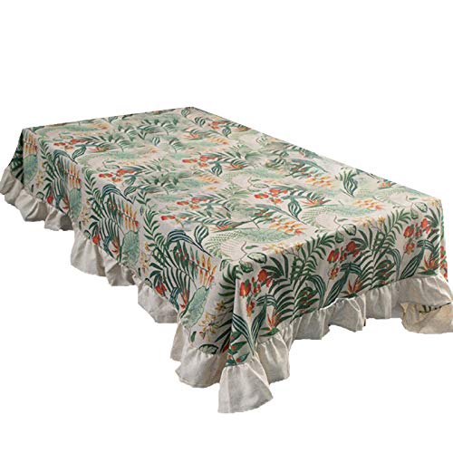 rismart Ruffle Square Linen Table Cloth Cover Tablecloth for Tabletop Desk Adornment Multicolour 140 x 260 cm