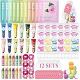 120 PCS Spa Party Supplies for Girls, Spa Party Favors Include Face Masks Skincare, Hand Cream, Lip Balm, Under Eye Patches, Lip Mask, Foot Bath Bombs, Bulk Birthday Sleepover Party Supplies for Women