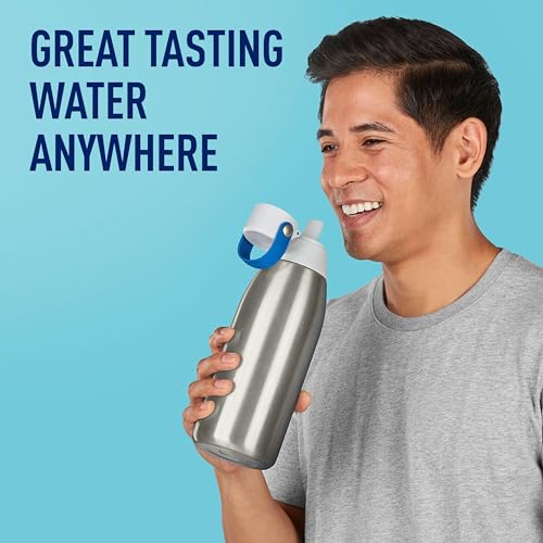 Image of Brita Stainless Steel Premium Filtering Water Bottle, BPA-Free, Reusable, Insulated, Replaces 300 Plastic Water Bottles, Filter Lasts 2 Months or 40 Gallons, Includes 1 Filter, Stainless - 32 oz