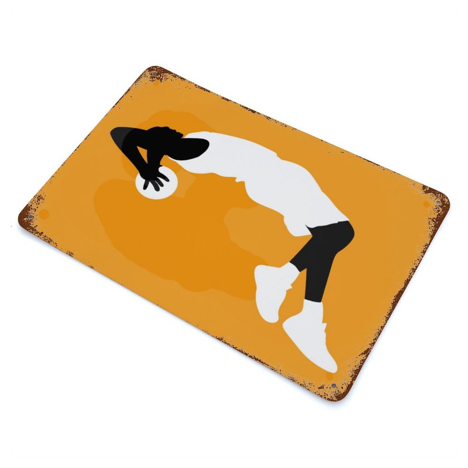 Minimalist Basketball Decorative Tin Sign 11.8"x7.9", Rustic Home Decor for Garage, Pub Or Kitchen