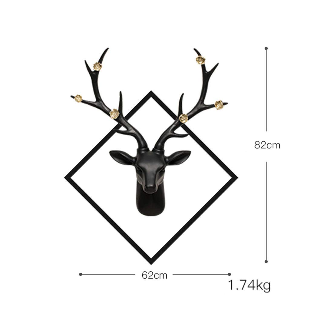 Decorazione da Parete Scultura da Parete Cervo, Testa da Parete Appesa Testa di Animale in Resina Tridimensionale Pendente da Parete con Cornice Ristorante