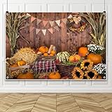 Qinunipoto 秋 背景 1.5x1m かぼちゃ ひまわり 秋の木目摄影背景 装飾用バック布 人物撮影 写真館 撮影スタジオ用 多機能 背景 布 結婚式 誕生日 パーティーの装飾 ポリエステル製