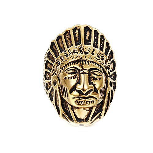AnazoZ Anillos de Calavera India Anillos de Oro Anillos Hombre Titanio Anillos...