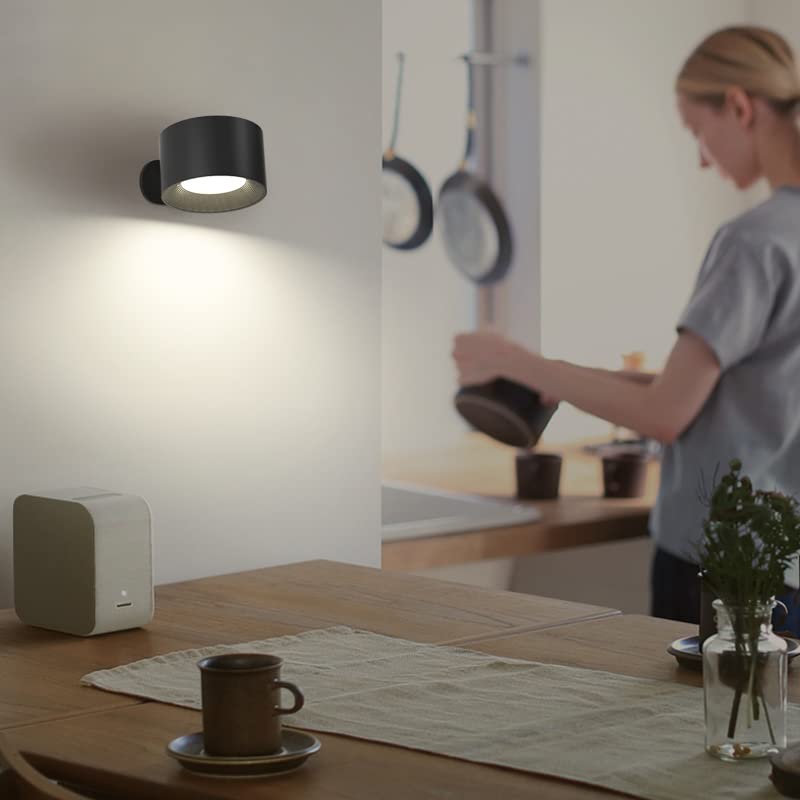 2 Appliques Murales LED Anmossi - Touch, 3 Luminosités, 360° Rotatif, USB-C - Pour Chambre, Escalier - Noir