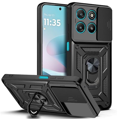 Image of AESTMO Tough Armor Moto G67 Power 5G / G57 Power 5G Bumper Back Case Cover | Ring Holder & Sliding Camera Shield Cover | 360 Degree Protection Back Case Cover (Black)