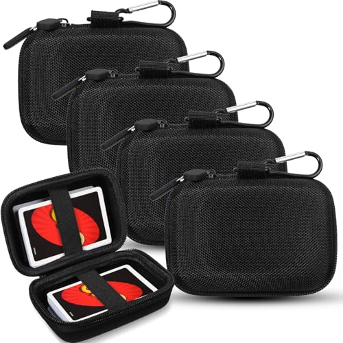Sanwuta 4 Pcs Playing Card Case Hard EVA Travel Carrying Case for Classic Game Playing Card Box, 5 x 3.6 x 2.2 Inches (Not Including Cards)(Black)