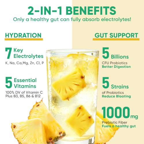 Image of Venture Pal Sugar Free Hydration Packets + Gut Health Electrolytes Powder | Liquid Daily IV with 7 Electrolytes, 5 Vitamins, Probiotics & Fiber for Dehydration Relief and Gut Health Support