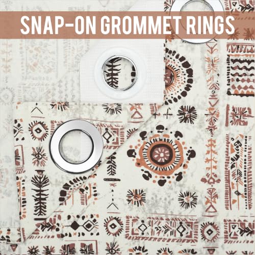 Image of Story@Home Curtains 8 Feet Long Set of 2 | Aztec Printed | Bohemian Cotton Curtain | Light Filtering Curtain | Semi Long Door Curtains for Living Room | (116 X 242 Cm, Peach & Brown)