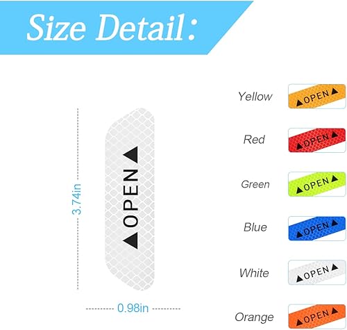 Miniatura 2 de 4 calcomanías reflectantes de apertura para puerta de auto, calcomanías de advertencia de seguridad de 3.6 pulgadas, tira protectora anticolisión de