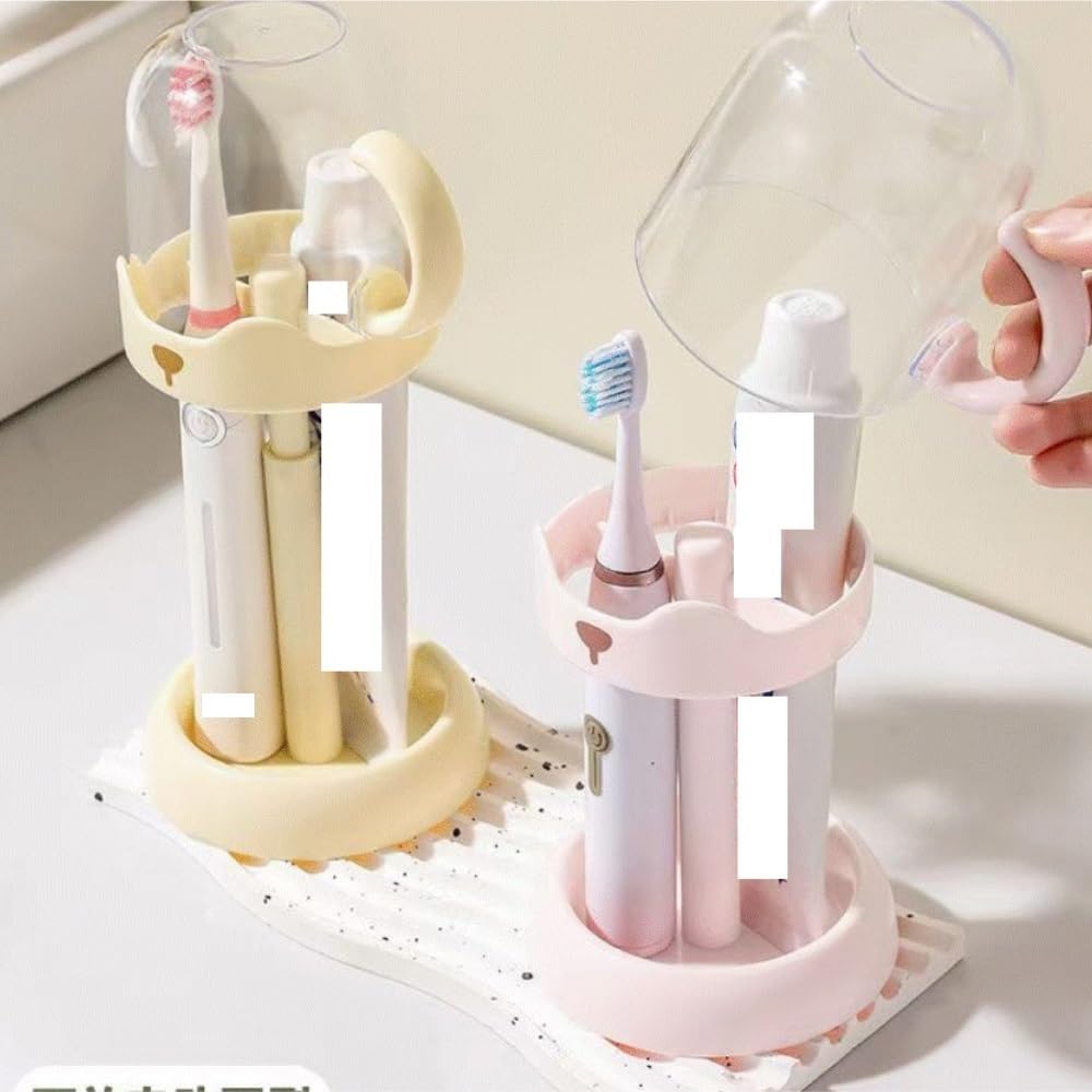 Porta Cepillos De Dientes Hotel Juego De Soporte For Cepillo Dientes Tamaño Viaje, Portátil Y Taza Lavado Accesorios Baño(Yellow)