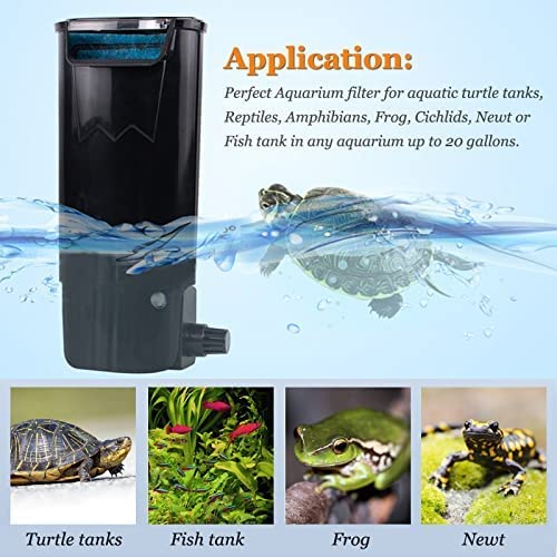 Image of VAYINATO SOBO WP-208H Aquarium Waterfall Filter - Low Water Level Hang On Circulation Filter Pump for Fish Tank, Turtle Tank & Reptile Terrarium | Quiet External Filter