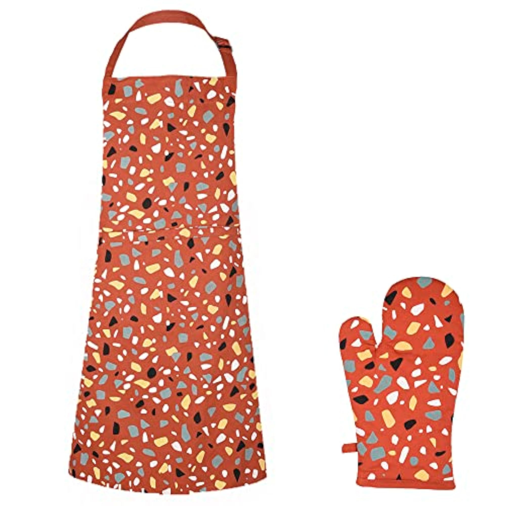 Printed 100% Cotton Kitchen Apron and Oven Glove Set Combo Pack