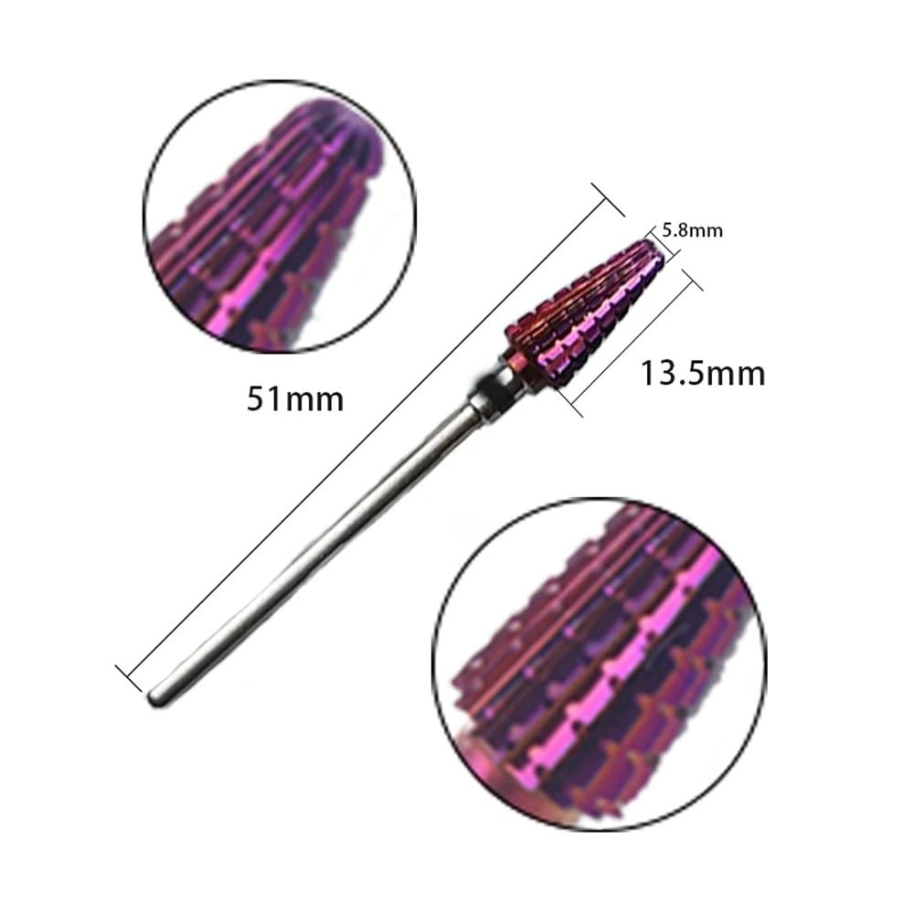 Brocas De Carburo for Uñas Tornado Púrpura, Fresas 3/32, Removedor De Gel, Lima Eléctrica, Accesorios De Manicura(5pcs)