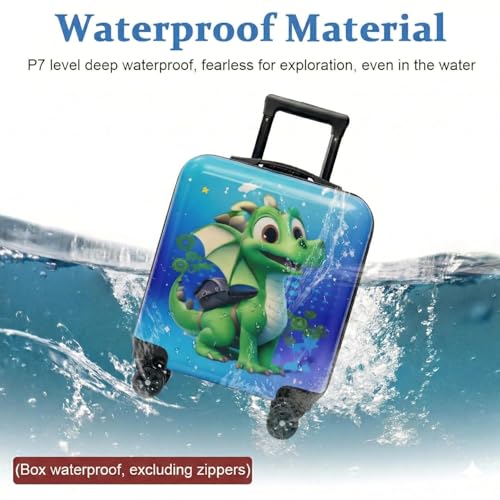 Image of CUPEX Kids Carry On Luggage with Wheels 18 Inch Hard Shell Suitcase for Boys and Girls | Rolling Travel Bag with Retractable Handle and Spinner Wheels for Trips (GRE EN DIN$@UR)
