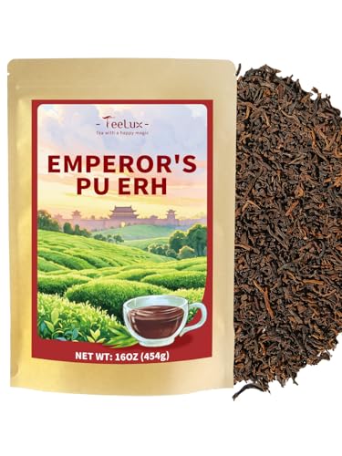 Image of TeeLux Emperor Pu-erh Tea Loose Leaf, Yunnan Fermented Dark Tea, 16oz