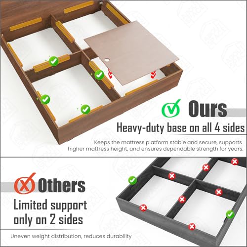 Image of ABOUT SPACE Bed - (84 x 74 inches) King Size Bed Without Storage | Engineered Wooden Bed Frame with Headboard & MDF Board for Mattress | 1-Year Warranty Cot for Bedroom - Maldau Acacia (Rustic Brown)