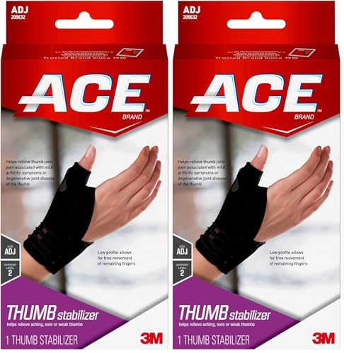 Image of ACE Brand Deluxe Thumb Stabilizer, Adjustable, Black, 1 Count (Pack of 2)
