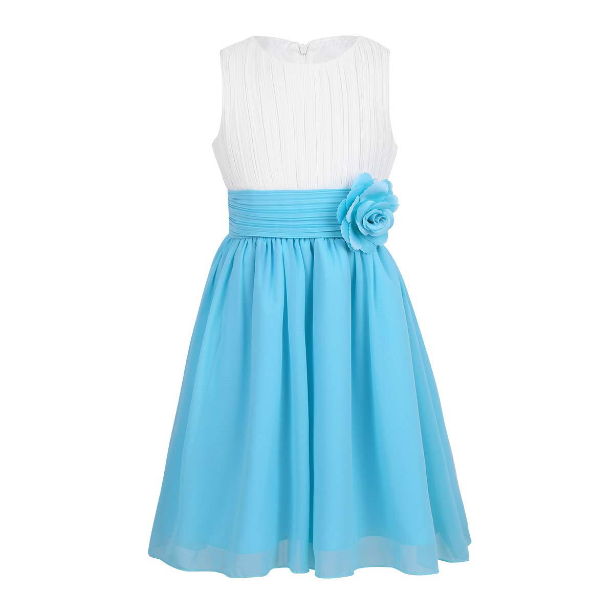 TiaoBug Festliches Mädchen Kleider für Hochzeit Sommer Brautjungfern Blumenmädchen Kinder Chiffon Kleid elegant zweifarbig Partykleid gr. 104-164