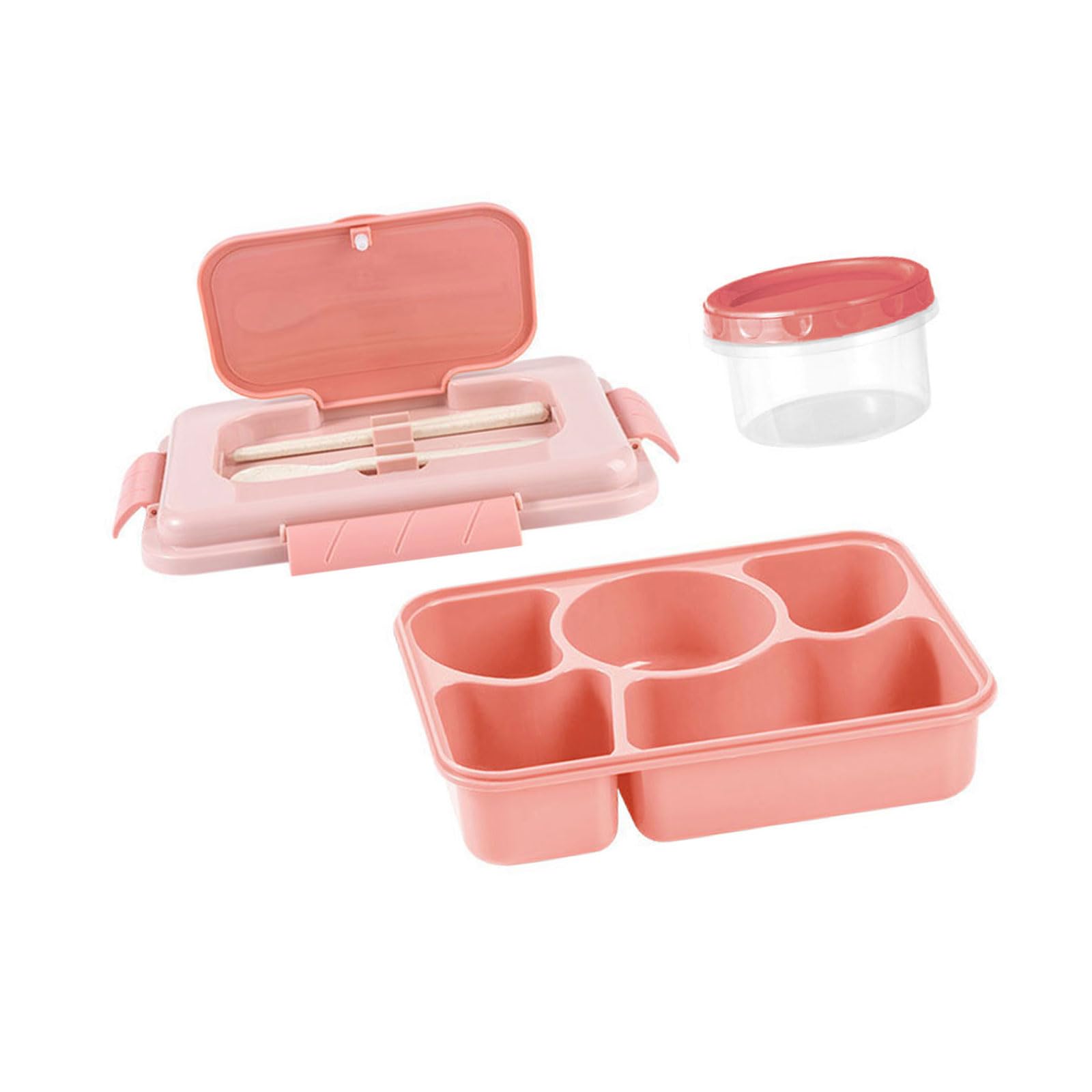YROHGKPN Portable Lunch Holder with Separate Food Compartments Soup Utensils Microwave Safe Meal Preparation Container Multi Compartment Bentos Box with Soup Bowl