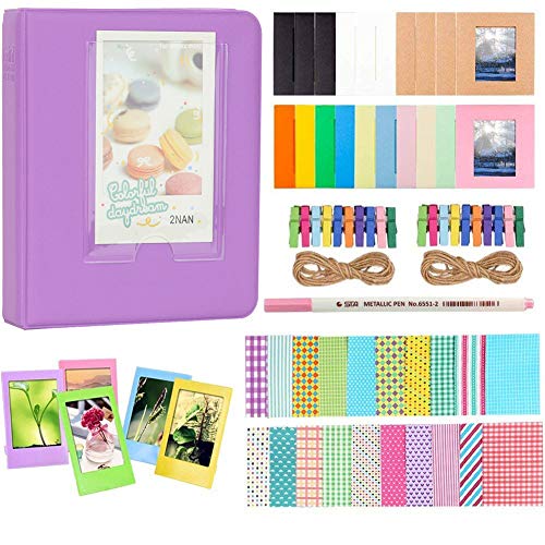 Anter Photo Album Accesorios para Fujifilm Instax Mini Camera, HP Sprocket, Polaroid Zip, Snap, Snap Touch Impresora Films con Film Stickers, Album & Frame (64 Pocket, Púrpura)