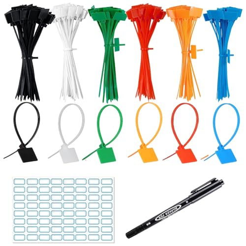 100 Pièces Attache Cable Colorées 150mm x 3 mm Collier de Serrage Plastique Serre Câbles...