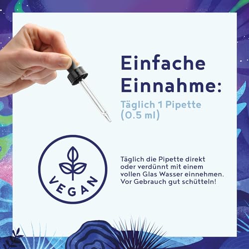 Stresstropfen - natürliches Stress-Management & Entspannung mit Myo-Inositol, Zink, adaptogenen Kräutern, Wurzeln & Pilzen wie Schisandra, Rosenwurz, Reishi, Ashwagandha & B12 - vegan - 50ml Tropfen