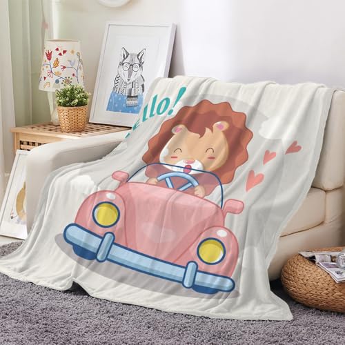 3D Kuscheldecke Löwe Flanelldecke 100x130 cm Mikrofaser Leicht Flauschige Weich Warme Kind Decke Cartoon Löwe Wohndecke für Bett Sofaüberwurf Tagesdecke（Stil 40-8）