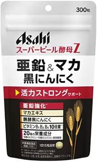 Asahi 集团食品 超级 啤酒酵母 Z 锌&玛卡 黑蒜 活力支撑 (300粒, 1个)