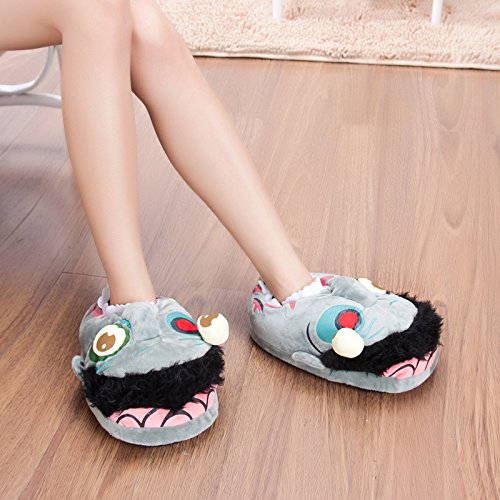Loizziuy Halloween Zombie Fuzzy Slippers Whimsical Thick Non-Slip House Shoes for Warmth Fun Cartoon Cotton Slippers Gift3