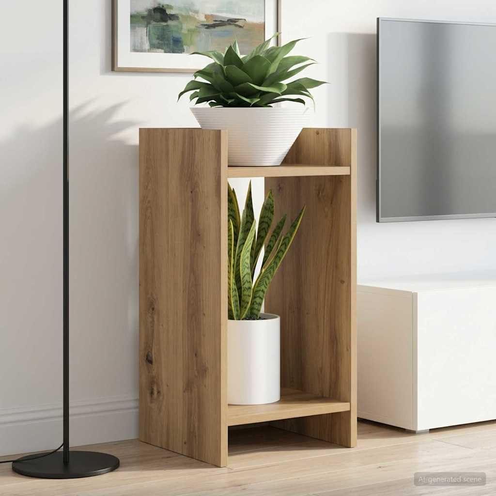 Pflanzenständer Artisan-Eiche Holzwerkstoff 30 x 30 x 60 cm mit 2 Regalen platzsparend für Zimmerpflanzen Blumentopf Dekoration Indoor und Balkon