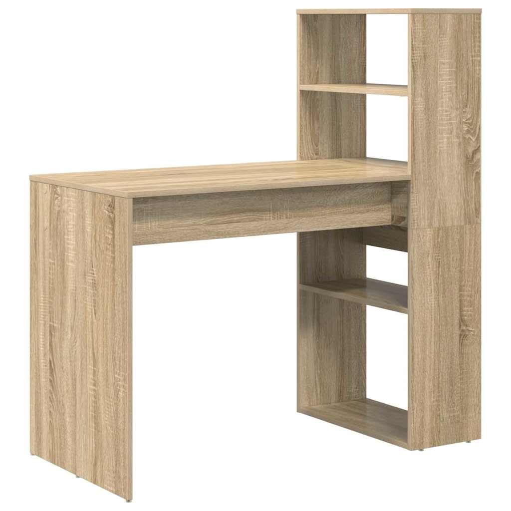 Scrivania Porta PC con Libreria Rovere Sonoma 113x54x120 cm | Tavolo da lavoro con scaffali integrati per organizzare libri e accessori in soggiorno o studio.
