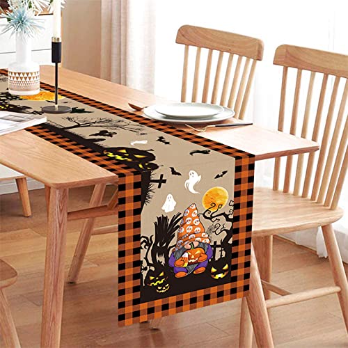 Camino de Mesa de Halloween, Vintage, Naranja, Negro, a Cuadros, decoración de Halloween, Fiesta, Festival, otoño, Cocina, Mesa de Comedor, Rejilla 35 x 270 cm Cover
