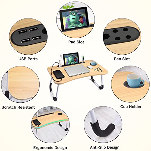 Slendor-Laptop-Desk-Foldable-Bed-Table-Folding-Breakfast-Tray-Portable-Lap-Standing-Desk-Notebook-Stand-Reading-Holder-for-BedCouchSofaFloor