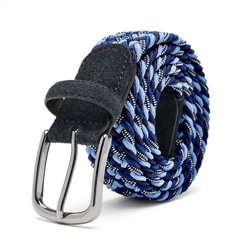 Image of Men's Stretch Braided Elastic Woven Canvas Golf Belt, multicolor,1 3 /8 inch