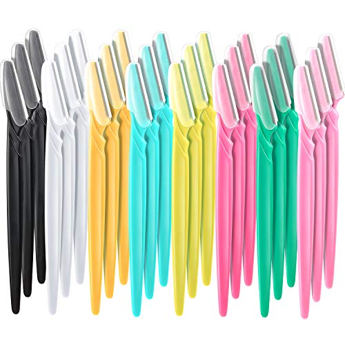 Boao 24 Pieces Eyebrow Razor Facial Razor Shaper Trimmer with Precision Cover (Multicolor A)