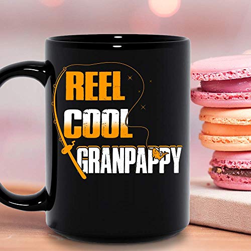 Reel Cool Granpappy Fishing Lovers Fathers Day Mens Ceramic Mug Graphic Coffee Mugs Black Cups Tea Tops Custom Novelty 11 Oz 15 Oz