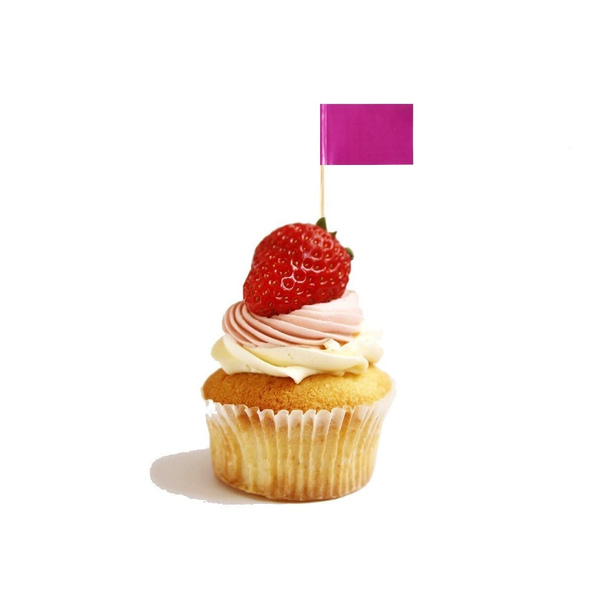 JAVD Rosa Zahnstocher-Flaggen – 100 Stück, Dreieckig, Für Cupcakes & Party-Deko